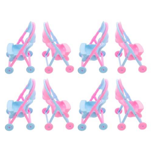 HEALSOPTHY 8 Stück Teiliges Mini Puppenwagen Detailgetreu Leicht zu Reinigen Kompakt und Tragbar für Rollenspiel und Puppenhaus Zubehör Farblich Gemischt für Drinnen und Draußen von HEALSOPTHY