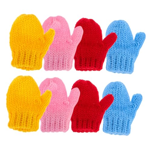 HEALSOPTHY 8 Stück Teiliges Mini Strickhandschuh für Puppen Bunte Kleine Handschuhe aus Weichem Garn Vielseitig für Verschiedene Puppengrößen als Miniatur Dekoration und DIY Zubehör von HEALSOPTHY