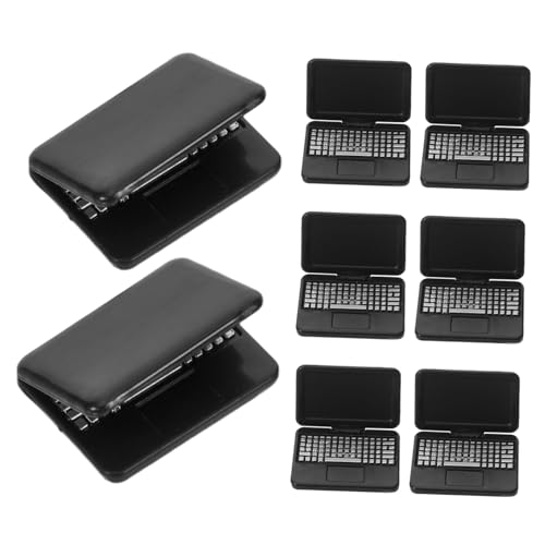 HEALSOPTHY 8 Stück Teiliges Miniatur-Notebook für Puppenhäuser Faltbare Mini-laptops aus Kunststoff Realistische Detailarbeit zum Öffnen und Schließen für Kreatives Rollenspiel und von HEALSOPTHY