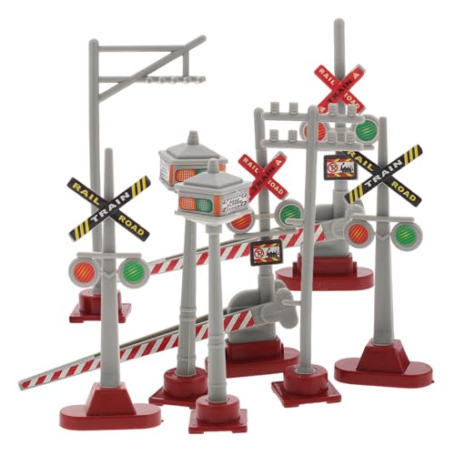 HEALSOPTHY 8 Stück Teiliges Miniatur Verkehrszeichen für Modelleisenbahn Sandtisch Realistische Bahnsignal Lichter Detailreiche DIY Landschaftsmodelle für Familien Spiel und von HEALSOPTHY