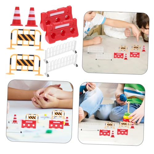 HEALSOPTHY 8 Stück Teiliges Verkehrszeichen Spielset für Bunte Miniatur Baustellen und Straßensperren Pädagogisches Verkehrsschilder für Frühes Lernen und Rollenspiele von HEALSOPTHY