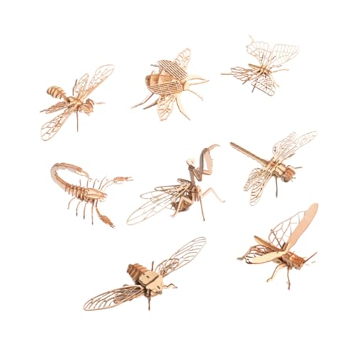 HEALSOPTHY 8 Teiliges Modell Ornament Puzzles Modelle Puzzles Malmodell Spielfigur Modell Simulationsmodell Holz Beige von HEALSOPTHY
