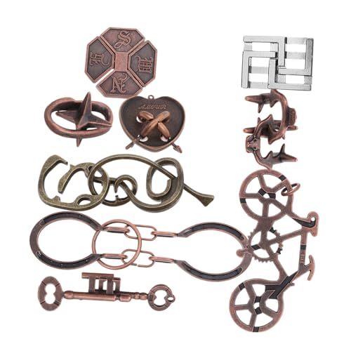 HEALSOPTHY 9 Stück Teiliges Metall Interlocking Puzzle Luban Lock Geduldspiele Erwachsene Denkspiele Antistress zur Kognitiver Fähigkeiten und Problemlösungskompetenz von HEALSOPTHY