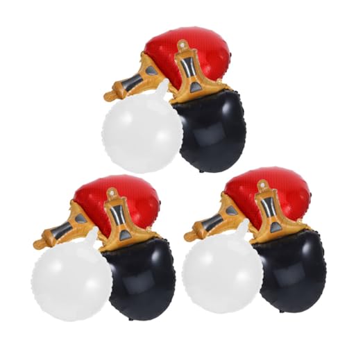 HEALSOPTHY 9 Stück Teiliges Tischtennis Ballon mit Roten und Schwarzen Schlägern Weißen Pingpong Bällen Wiederverwendbare Folienballons für Sportpartys Geburtstagsdeko und Vielseitige von HEALSOPTHY