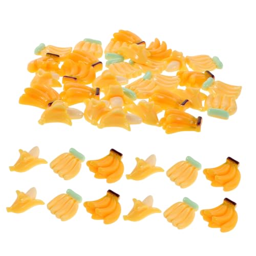 HEALSOPTHY 90 Stück Teiliges Miniatur Baumharz-Bananen Maßstab Realistische Mini Obstmodelle Langlebig Stabile Harzfiguren für Puppenhaus Dekoration und Feengarten Zubehör von HEALSOPTHY