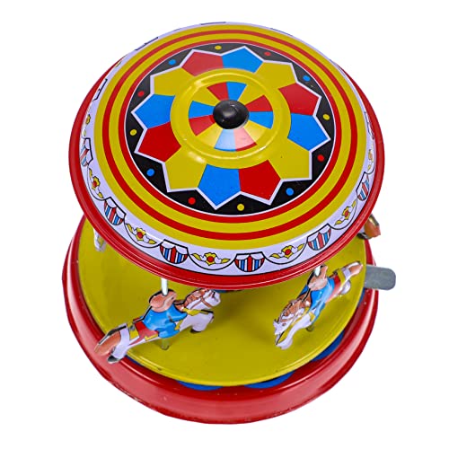 HEALSOPTHY Aufziehbares Karussellspielzeug aus Blech Nostalgisches für Dekorationen und Spielspaß Mechanisches Wind Up Design ohne Batterien von HEALSOPTHY