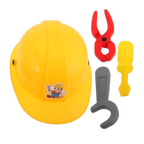 HEALSOPTHY Bauspielzeug mit Realistischer Ausrüstung Spielhelm Zange Schraubendreher und Schraubenschlüssel Fördert Kreativität Feinmotorik und Logisches für Rollenspiele und Bühnenauftritte von HEALSOPTHY