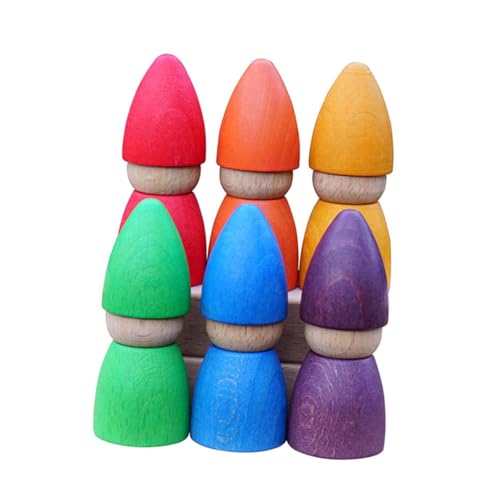 HEALSOPTHY Buntes Holz Puppenspielzeug mit Rainbow Blocks für Kreatives Farb und Formenspiel Hand Auge Koordination und Gedächtnis Pädagogisch Wertvolles Lernspielzeug Ab Jahren von HEALSOPTHY