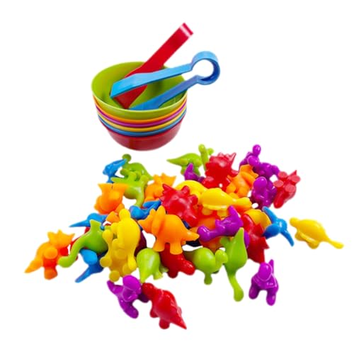 HEALSOPTHY Buntes Zählspielzeug für Jahre mit Kleinen Dinosauriern Sortierbaren Bechern Fördert Soziale Fähigkeiten Motorische Entwicklung und Spielerisches Lernen Zufällige Zufällige Farbe von HEALSOPTHY