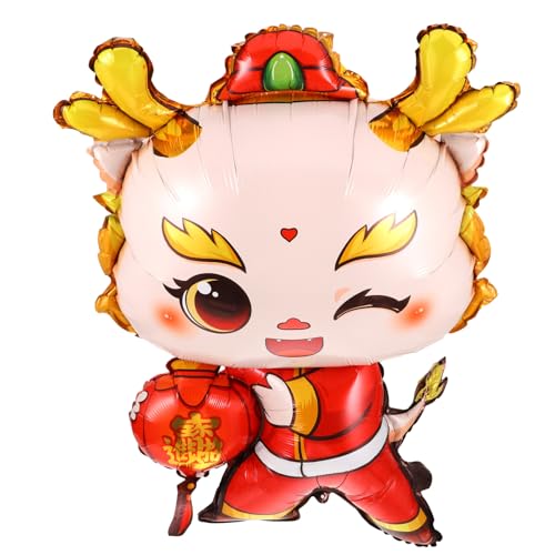 HEALSOPTHY Chinesisches Neujahr Luftballon Dekoration Drachenballon Familienfest Frühling Festival Party Deko Cartoon Design Langlebig und Einfach Aufzublasen von HEALSOPTHY