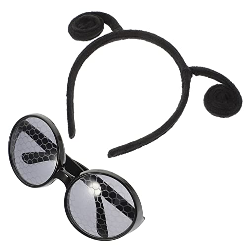 HEALSOPTHY Cosplay Antennen Haarreif mit Brille Verstellbares Insekten Kostüm Zubehör für Party Foto Requisite Charmantes Design für Damen und Mädchen von HEALSOPTHY