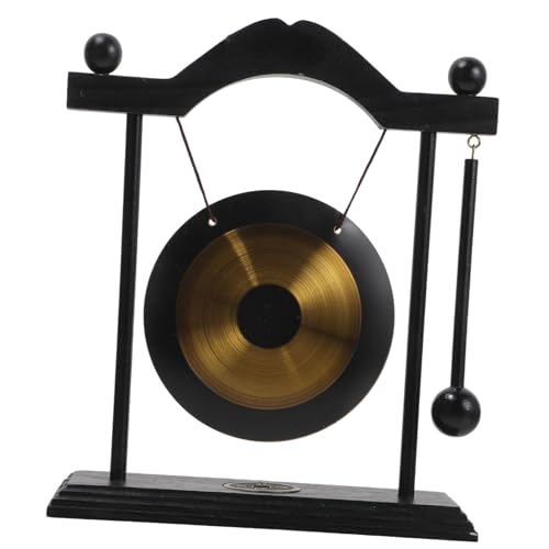 HEALSOPTHY Desktop Gong Ornament mit Holzhammer Vintage Fengshui Dekoration Kompakt und Platzsparend Beruhigender für Home Office Wohnzimmer von HEALSOPTHY