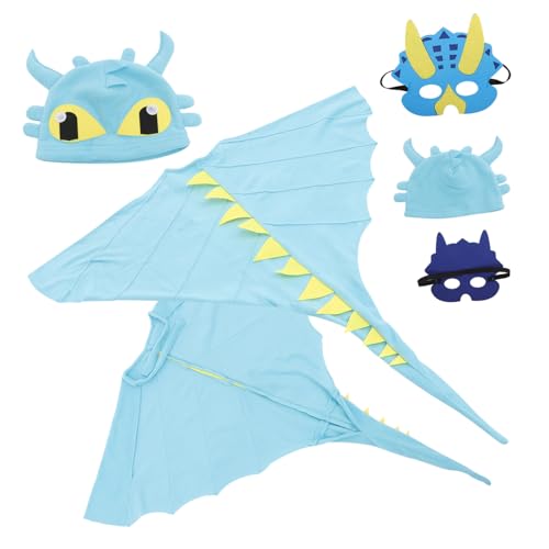 HEALSOPTHY Dinosaurier Kostüm mit Umhang und Maske Bequemes Leicht Anzuziehendes Cosplay Kostüm für Jungen und Mädchen für Halloween Kostümpartys Geburtstage und Themenveranstaltungen von HEALSOPTHY