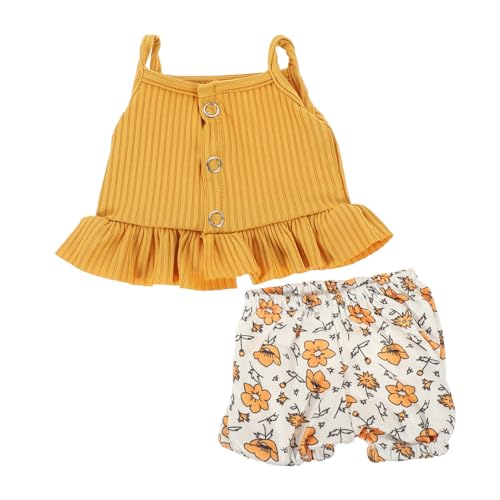 HEALSOPTHY Doll Kostüm aus Weichem Stoff mit Floralem Top und Kurzen Hosen für Puppen Austauschbare Puppenkleidung Modisch und Bequem für Alltag und Party von HEALSOPTHY