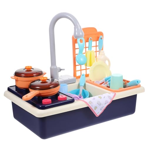 HEALSOPTHY Elektrischer Geschirrspüler Kunststoff Waschbecken mit Fließendem Wasser Kinderküche Rollenspiel für Jungen und Mädchen Batteriefrei Sichere Materialien Fördert Kreativität und von HEALSOPTHY