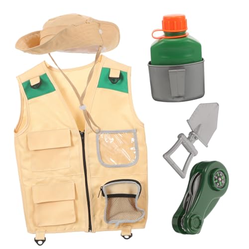 HEALSOPTHY Entdeckerset für Teiliges Cosplay Outfit mit Weste Hut Schaufel Kettle und Kompass Abenteuermaterial für Junge im Freien HEALSOPTHY Entdeckerset für Teiliges Cosplay Outfit mit Weste Hut Schaufel Kettle und Kompass Abenteuermaterial für Junge im Freien von HEALSOPTHY
