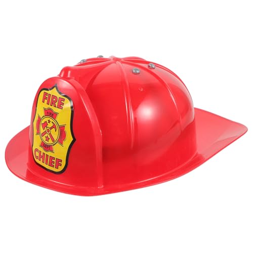 HEALSOPTHY Feuerwehrhelm Kunststoff Feuerwehrmann Kostüm Zubehör für Jungen Mädchen Rollenspiel Party Halloween Verstellbar Sicher Robust Realistisches Feuerwehrhut von HEALSOPTHY