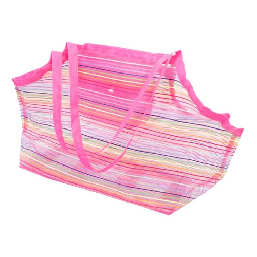 HEALSOPTHY Große Netz Strandtasche Spielzeugtasche Strandtasche Regenbogenfarben Leicht Vielseitig als Muschelsammelbeutel für Strand Schwimmen Camping Outdoor von HEALSOPTHY