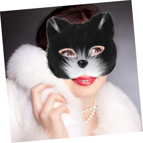 HEALSOPTHY Halbgesichts Maske mit Kunstfell Verstellbar Realistische Tierdetails Flauschig und Bequem Halloween und Maskenball Cosplay für Damen und Mädchen Vielseitig Einsetzbar von HEALSOPTHY