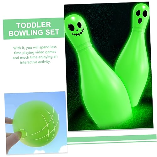 HEALSOPTHY Halloween Bowling Teilig Leuchtendes Kegelspiel für Innen und Außen Nachtleuchtende Bowlingflaschen Ghost Design Familien und Party zur Feinmotorikförderung von HEALSOPTHY