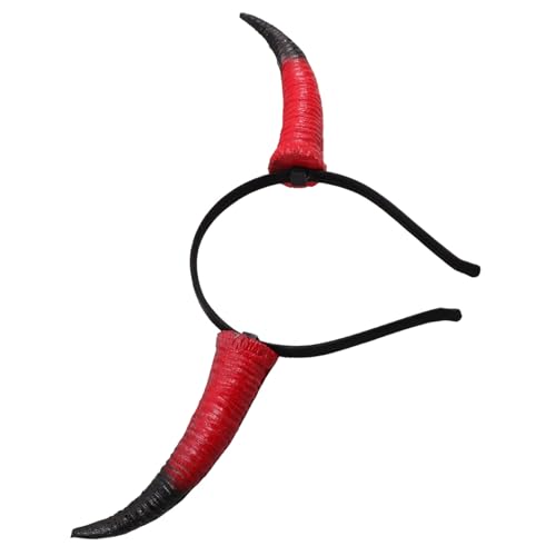 HEALSOPTHY Halloween Cosplay Haarreif mit Großen Roten Schafhörnern Kreatives Stirnband für Damen Bequemes Festival Accessoire für Party und Kostümierung von HEALSOPTHY