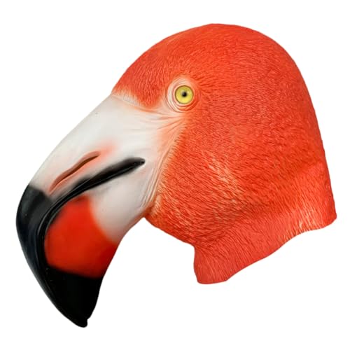 HEALSOPTHY Halloween Flamingo Maske Vollkopf Tiermaske mit Schnabel für Party Karneval Cosplay Erwachsene Atmungsaktiv Bequem Langlebig für Halloween und Maskenbälle von HEALSOPTHY