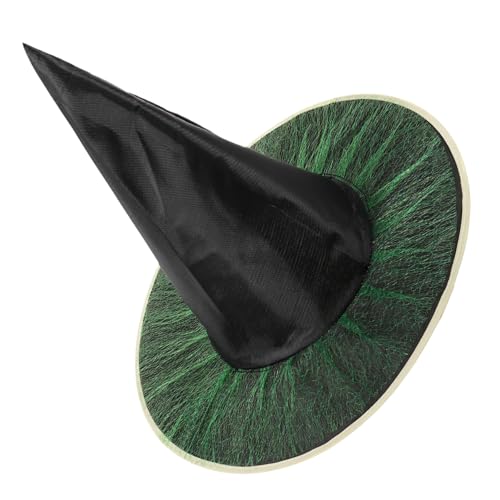 HEALSOPTHY Halloween Hexenhut aus Oxfordstoff Eleganter Grüner Partyhut mit Steifem Rand Langlebiges Hexen Kostüm Accessoire für Halloween und Cosplay Partys von HEALSOPTHY