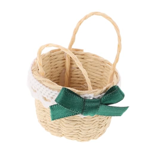 HEALSOPTHY Handgewebter Miniaturkorb aus Bambus mit Grünem Spitzen Schleifen Design Leichter Miniaturkorb für Puppenhaus Dekoration Winziger Flechtkorb als Foto Requisite und Mini HEALSOPTHY Handgewebter Miniaturkorb aus Bambus mit Grünem Spitzen Schleifen Design Leichter Miniaturkorb für Puppenhaus Dekoration Winziger Flechtkorb als Foto Requisite und Mini von HEALSOPTHY