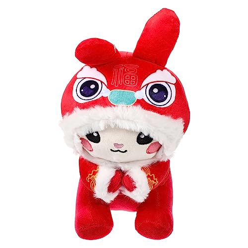HEALSOPTHY Hasenpuppe Chinesische Neujahrskaninchenpuppe Entzückendes Häschendekor Ausgestopftes Hasenspielzeug Hasenjahr Gefülltes Hasenspielzeug Hase Gefüllte Puppe Tier Stofftier Plüsch von HEALSOPTHY
