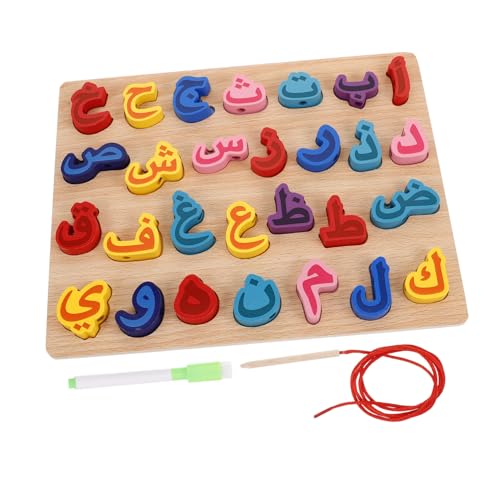 HEALSOPTHY Holz Alphabet Lernpuzzle Arabisch Doppelseitig Pädagogisch Sicher Langlebig für Vorschulkinder Kleinkinder Sprachentwicklung Montessori Interaktiv Eltern Junge Mädchen Spiel von HEALSOPTHY
