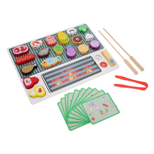HEALSOPTHY Holz BBQ Spielset mit Detailreichem Grill und Zubehör Kreatives Küchenspielzeug für Motorische Entwicklung Sicheres Rollenspiel für Jungen und Mädchen für Fantasievolles Kochen von HEALSOPTHY