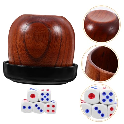 HEALSOPTHY Holz Dice Cup Set mit Würfeln und Deckel Robustes Würfelbecher Set für Ktv Rollenspiele Brettspiele Großer Fassungsvermögen für Party und von HEALSOPTHY