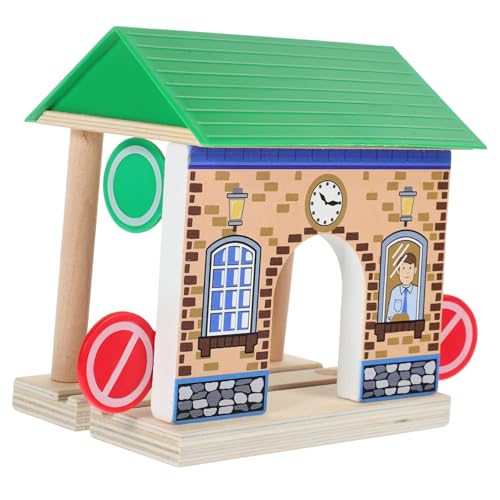 HEALSOPTHY Holz Eisenbahn Station Modell für Dekoratives Zubehör für Spielzeugzüge Stabil und Langlebig für Spielszene im Garten oder Spielzimmer Fördert die Fantasie und Kreativität von HEALSOPTHY