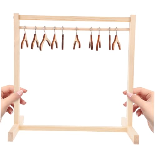 HEALSOPTHY Holz Kleiderständer für Puppen Teiliges mit Kleinen Holzkleiderbügeln Stabiler Puppenkleiderhalter für Puppenhaus Einfach zu Montieren zur Aufbewahrung und Präsentation von von HEALSOPTHY