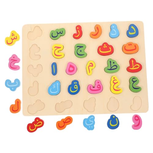 HEALSOPTHY Holz Puzzle Arabisches Alphabet Lernspielzeug Mittelgroß Montessori Steckspielzeug Pädagogisch Holzpuzzle für Kleinkinder Jungen Mädchen zur Früherziehung von HEALSOPTHY
