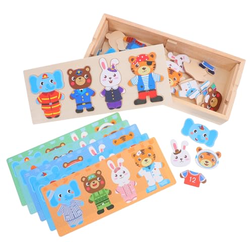 HEALSOPTHY Holz Puzzle für Pädagogisches DIY Dress Up Tier Motiv Kreatives Holzspielzeug Denkfähigkeit und Feinmotorik Robustes Holzmaterial für Jungen und Mädchen von HEALSOPTHY
