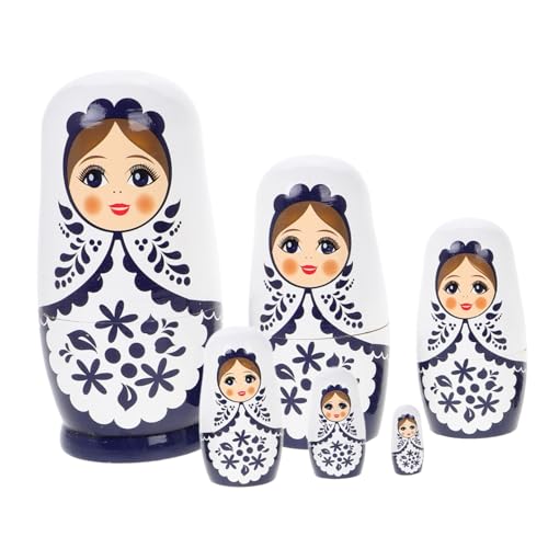 HEALSOPTHY Holz Russische Matryoshka Puppen Handbemalt Teilig Traditionelle Stapelpuppe für Mädchen Langlebiges Kinderkunsthandwerk Dekoratives Holzspielzeug von HEALSOPTHY