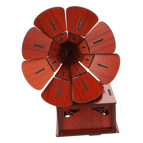 HEALSOPTHY Holzpuzzle Gramophon Modell DIY Lernspielzeug Vorgefertigte Holzteile Einfache Montage Fördert Konzentration und Hand Auge Koordination Dekoratives Retro Holzspielzeug von HEALSOPTHY