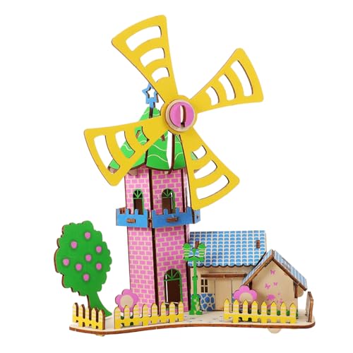HEALSOPTHY Holzpuzzle Windmühlenhaus aus Stabilem Holz DIY Bausatz mit Feiner Struktur Leicht und Langlebig als Dekoratives Modell und für Erwachsene Weihnachts und Geburtstagsfeiern von HEALSOPTHY
