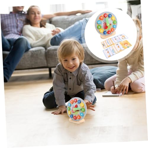 HEALSOPTHY Holzspielzeug Lernuhr für Pädagogische Analog Uhr aus Holz Fördert Zahlen Farbverständnis Kognitive Entwicklung Robustes Material für Vorschule und Frühkindliche Bildung von HEALSOPTHY