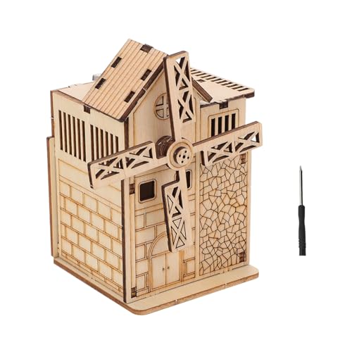 HEALSOPTHY Holzspielzeug Windmühle Puzzle für Sicher mit Abgerundeten Kanten Handwerkliches Lernspielzeug Leicht und Tragbar für Eltern Junge Mädchen Aktivitäten von HEALSOPTHY