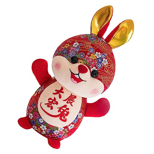 HEALSOPTHY Jahr des Kaninchen Maskottchens Kuscheltiere Plüschtier Kuschelhase Jahr des Kaninchen Spielzeugs Jahr des Kaninchens Puppe Hase Kuscheltier Hasenspielzeug Im von HEALSOPTHY