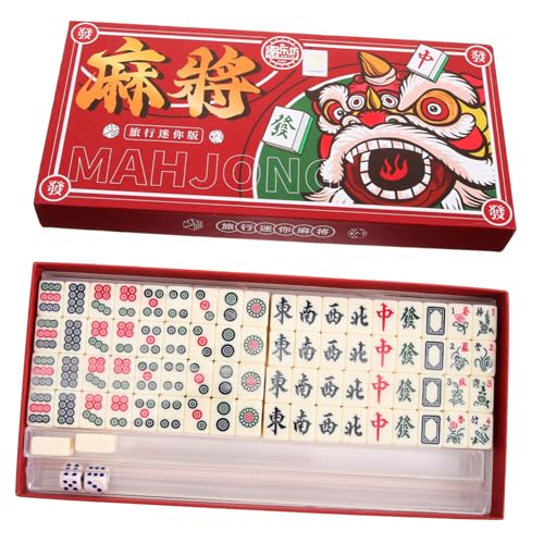 HEALSOPTHY Kompaktes Mini Mahjong Set Tragbar aus Verschleißfestem Material für Reise und Party Unterhaltung Chinesisches Tischspiel für Unterwegs und Kleine Spiele von HEALSOPTHY