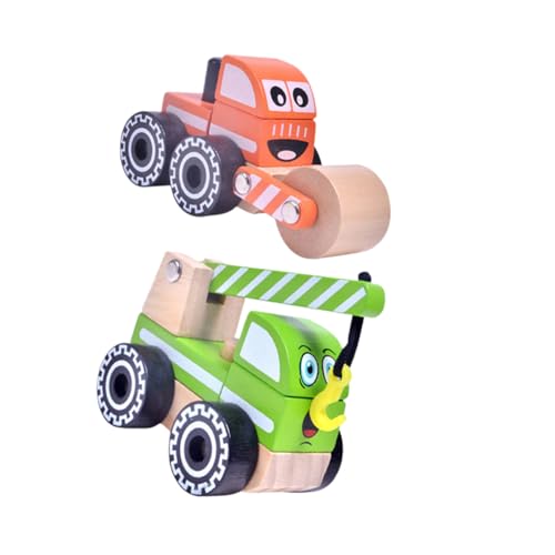 HEALSOPTHY Konstruktionsspielzeug puppenwagen kinderzimmerdeko für -jährige Auto Set Kleinkinder Toy Cars Engineering-LKW Modellauto aus Holz Bauwagen Hölzern von HEALSOPTHY