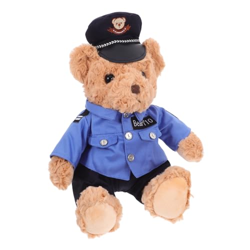HEALSOPTHY Kuscheliges Kleines Bär Plüschtier aus Weichem Plüsch mit Uniform und Sitzend Niedliches Polizeispielzeug und Dekoratives Stofftier für Mädchenzimmer und Zuhause von HEALSOPTHY