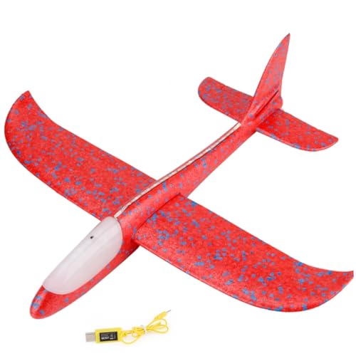 HEALSOPTHY Leichtes Wurfgleiter Flugzeugspielzeug mit LED Leuchten Schaum Segelflugzeug für Flexibles Modell Beobachtung und Geschicklichkeit für Outdoor Spiele und Familienzeit von HEALSOPTHY