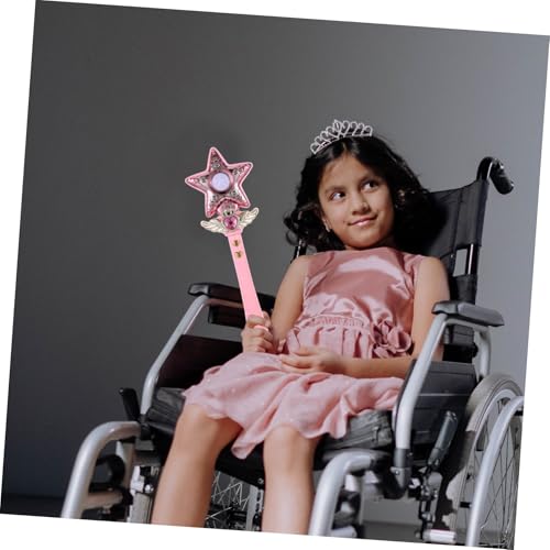 HEALSOPTHY Leuchtender Feenstab für Mädchen mit Musik und Drehender Funktion Sicher für Geburtstagsfeiern Familienfeste Magischer Sternstab Glitzerndes Kinderfreundlich Rosa von HEALSOPTHY