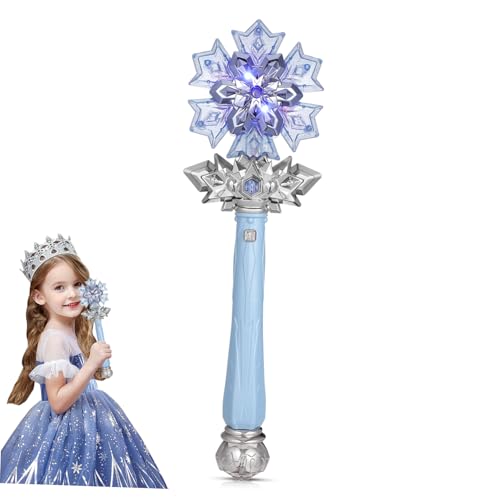 HEALSOPTHY Leuchtender Zauberstab Mit Nebeleffekt Für Junge Mädchen Eiskönigin-inspiriertes Kostümzubehör Musik Und Licht Für Prinzessinnen Und Partys Geschenkbox von HEALSOPTHY