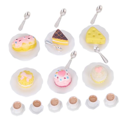 HEALSOPTHY Maßstab Mini Kaffee Tassen Kuchen Modelle Puppenhaus Zubehör für Puppenhaus Küchenszene und Display von HEALSOPTHY