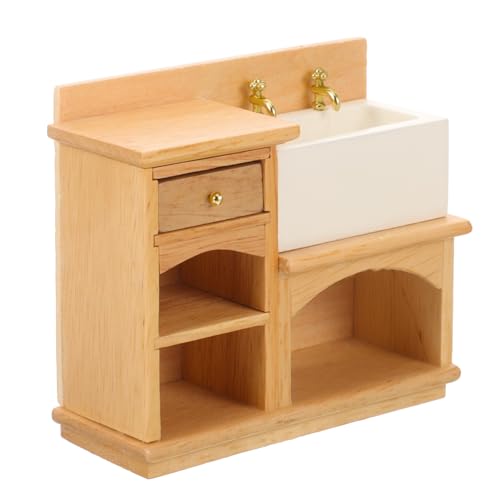 HEALSOPTHY Maßstab Waschbecken Schrank aus Holz Verarbeitung Glatte Oberfläche Dekoratives Mini Möbelstück für Puppenhaus Badezimmer und Küche HEALSOPTHY Maßstab Waschbecken Schrank aus Holz Verarbeitung Glatte Oberfläche Dekoratives Mini Möbelstück für Puppenhaus Badezimmer und Küche von HEALSOPTHY
